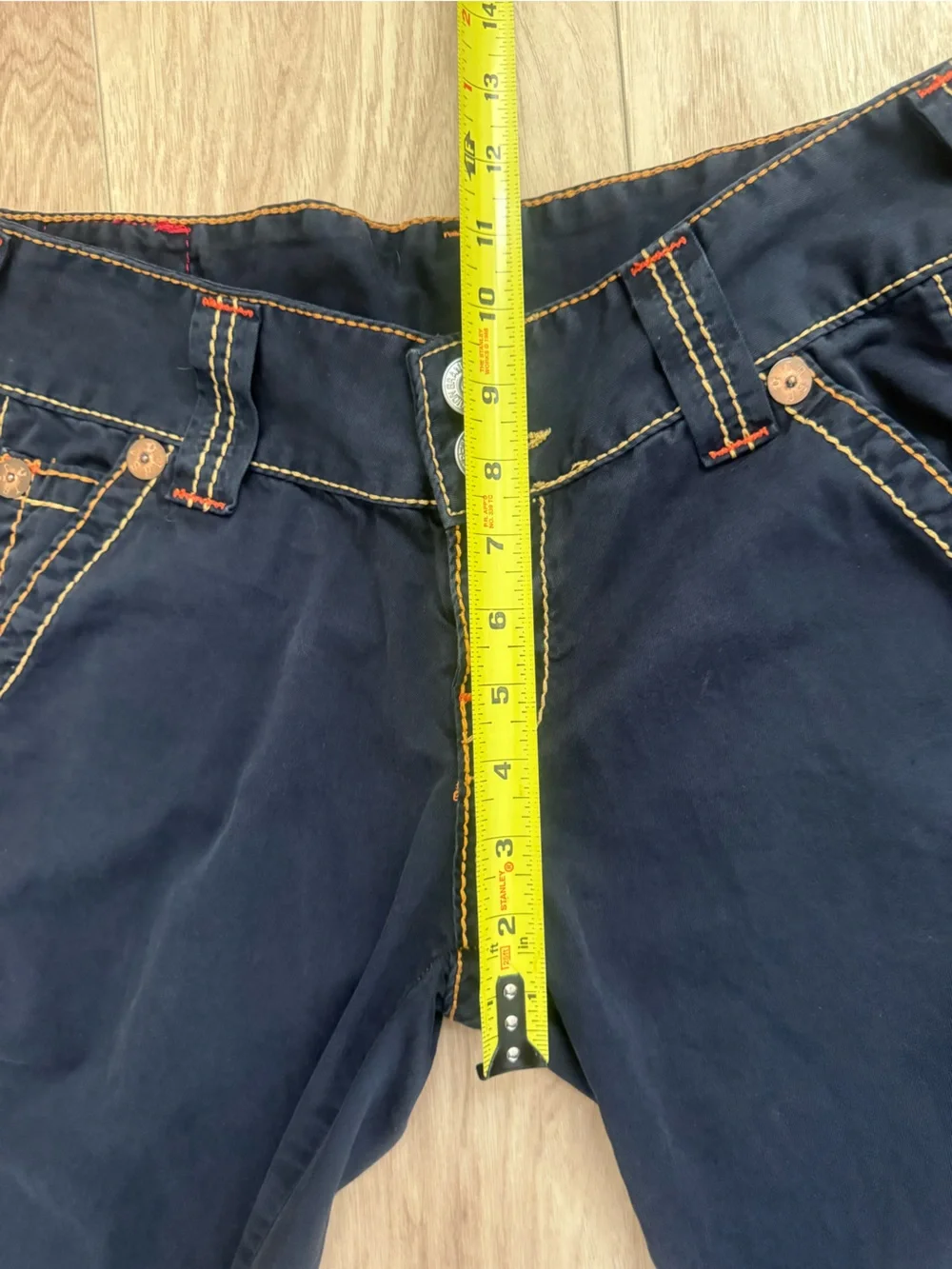 TRUE RELIGION “Big T” Flare Mid Rise Jeans Navy 31 Made in the USA